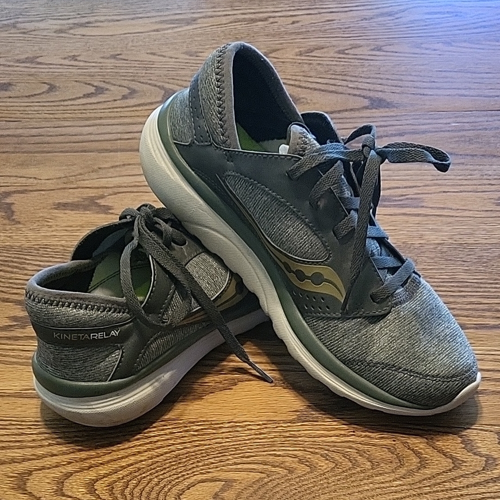 Saucony Gray and Gold Sneakers